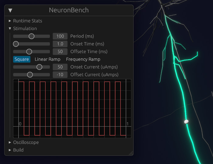 A screenshot of a segment with an attached probe